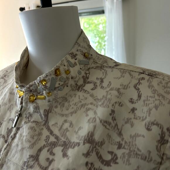 Alfred Dunner Womens Zip-up Jacket. Gray & White Print - Picture 10 of 13